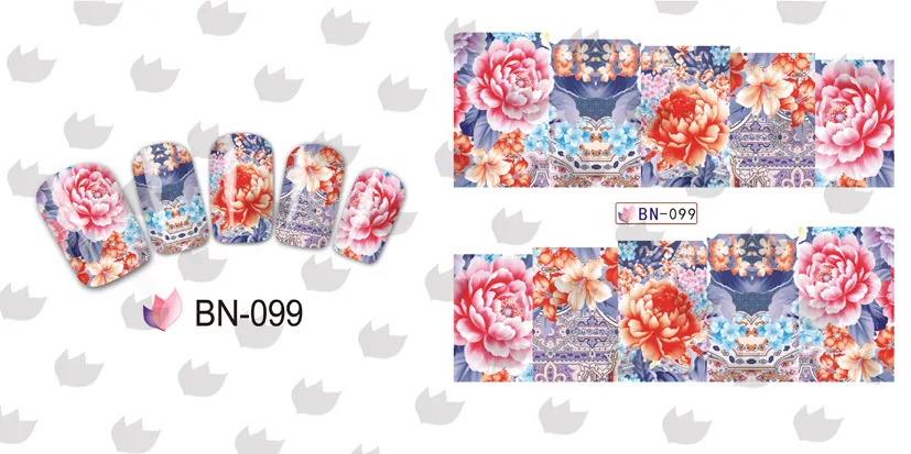 

On sale !! BN097-108 12 in one sheet 3D Nail Wraps Nail Art Nail Decals Water Transfers Pink Flower