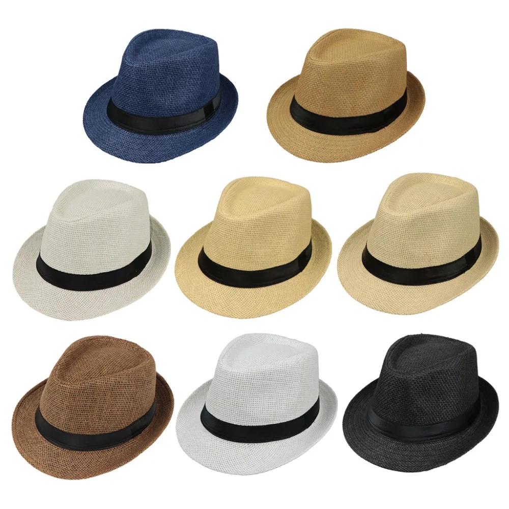 Children Kids Summer Beach Straw Hat Jazz Panama Trilby Fedora Gangster Cap Outdoor Breathable Hats Girls Boys Sunhat | Детская одежда