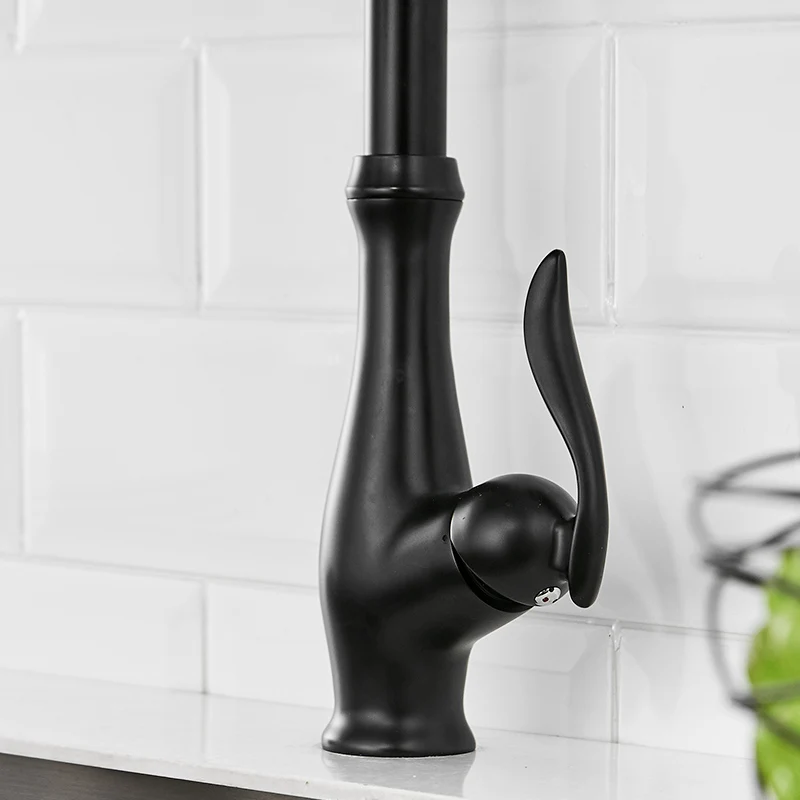 FLG Kitchen Faucets Pull Down Out Tap New Design Black High Quality Brass Sink Mixer Taps 1016-33B | Обустройство дома