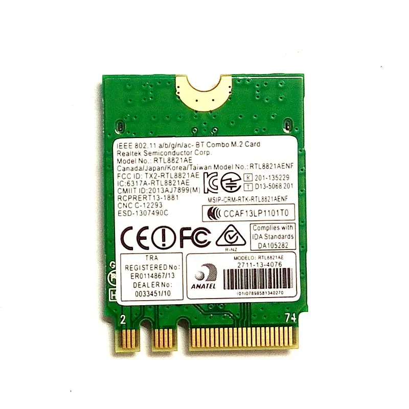 Realtek RTL8821AE RTL8821AENF 433 Мбит/с NGFF двухдиапазонный 2 4 ГГц + 5G 802.11a/b/G/n/ac Bluetooth 0 Combo M.2