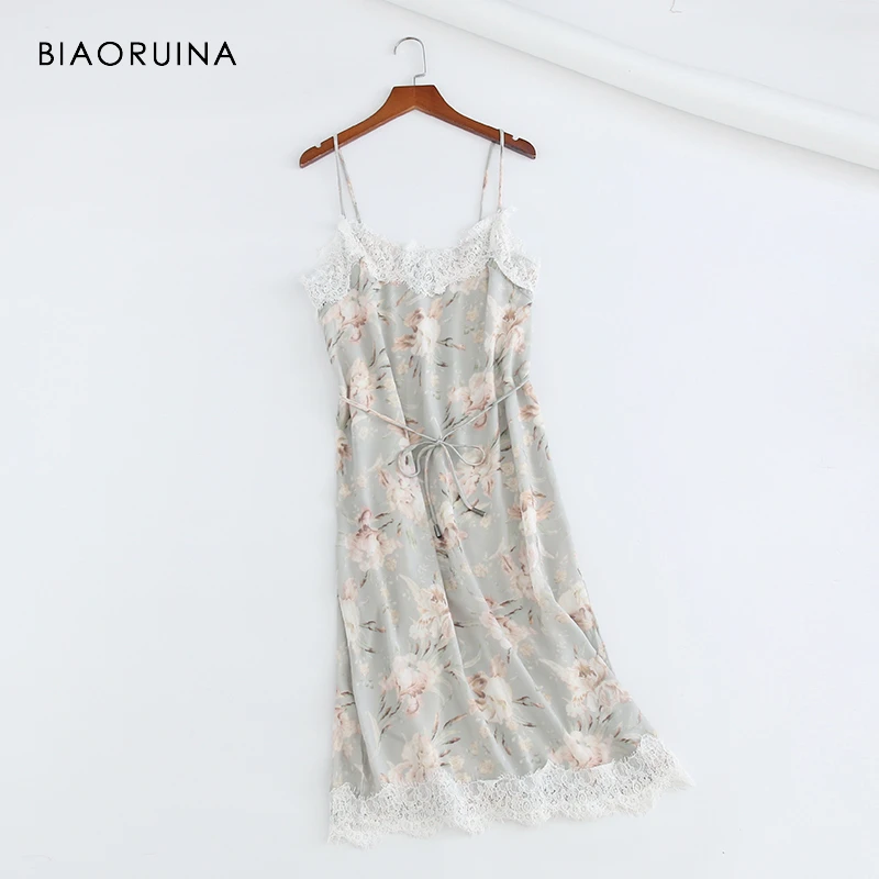 Женское пляжное платье без рукавов BIAORUINA летнее кружевное с цветочным принтом и v