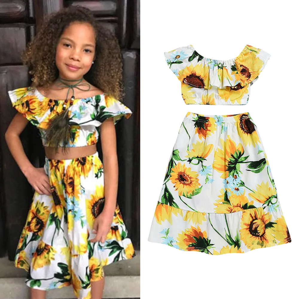 Новинка комплект из 2 предметов для маленьких девочек топ с открытыми плечами и