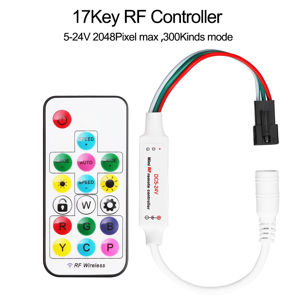 DC5 24V мини пикселей контроллер Bluetooth App управление SP110E/мини 3key/RF пульт