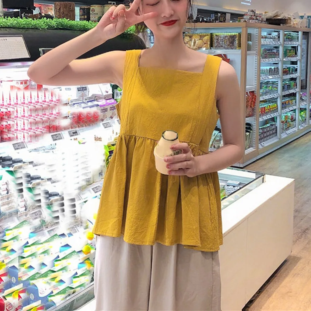 Женский топ без рукавов Harajuku однотонная майка с оборками и подолом сексуальная