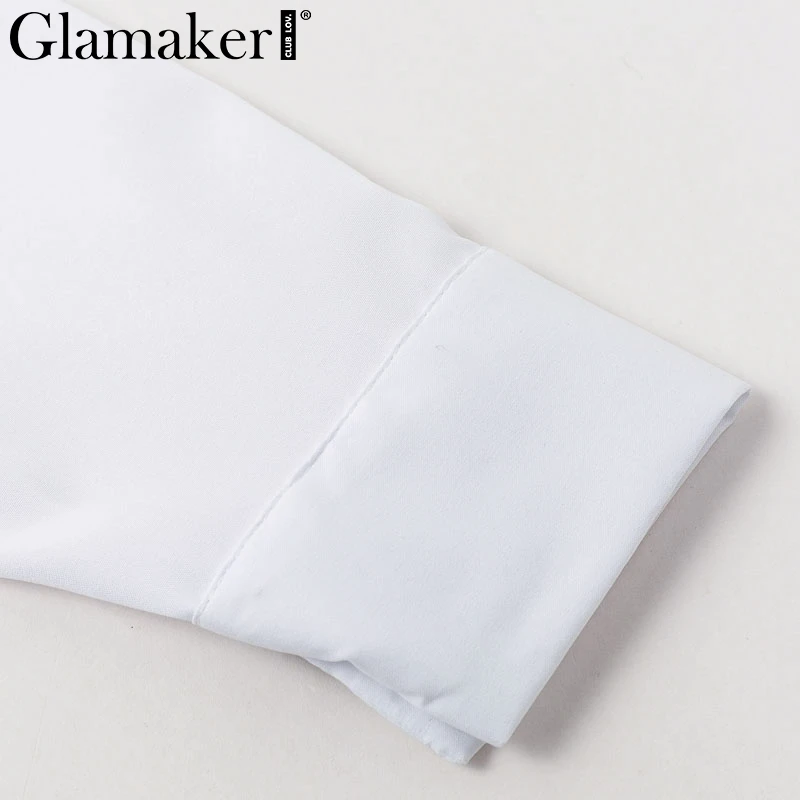 Glamaker сексуальное облегающее белое платье-блузка на пуговицах женское офисное короткое платье с длинным рукавом элегантный дамский нарядный галстук-бабочка платье vestidos