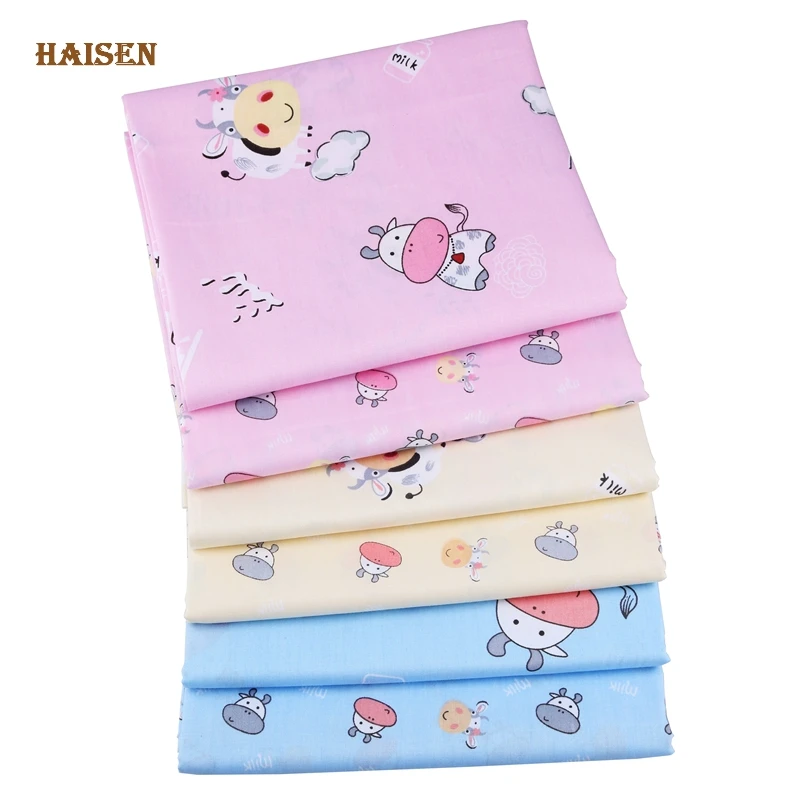 Haisen мультфильм корова серии печатных саржевая хлопковая ткань сделай сам шитье