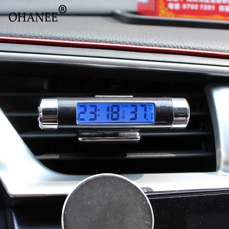 OHANEE 2018 Новинка 2 в 1 Автомобильный термометр с установкой времени на