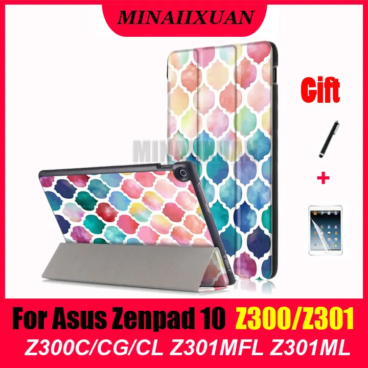 Печатных искусственная кожа Стенд чехол для Asus Zenpad 10 Z300CL Z300CG Z300C Z300 Z300CNL Z301MFL Z301ML Z301