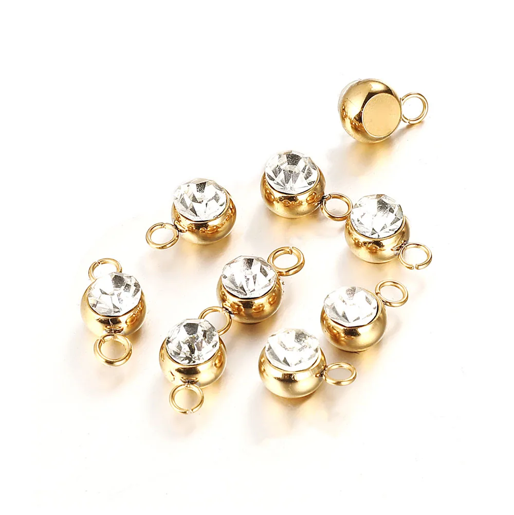 20 шт./лот золотой цвет очаровательыне нержавеющие блестящий Круглый Хрустальные
