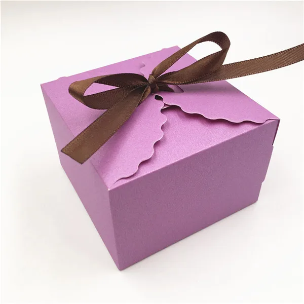 purple 20 штук крафт Бумага квадратная коробка для конфет Свадебные сувениры в деревенском стиле подарочные коробки для вечеринок с свободная лента, "сделай сам" бумага для упаковки подарка Коробки - Цвет: purple