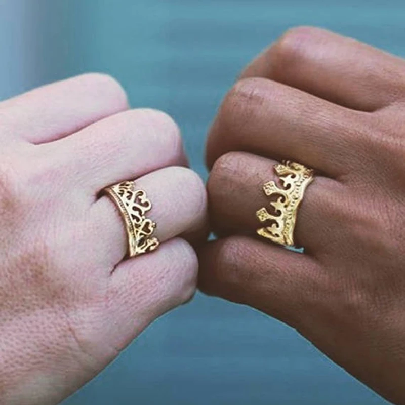 Модные парные кольца кольцо с короной для влюбленных сердцем романтическое