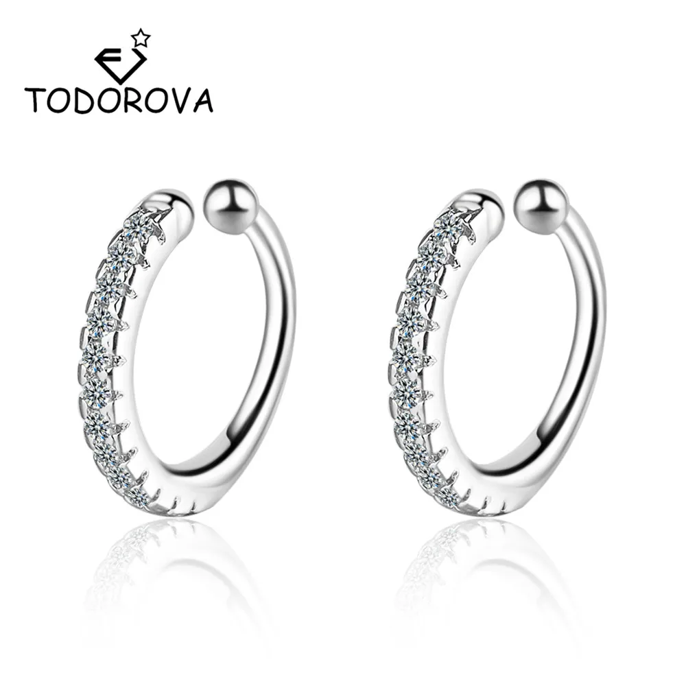 Todorova нежные микро-серьги-каффы AAA CZ Искрящиеся серьги-клипсы для женщин девушек без серьги в стиле пирсинга ювелирные изделия