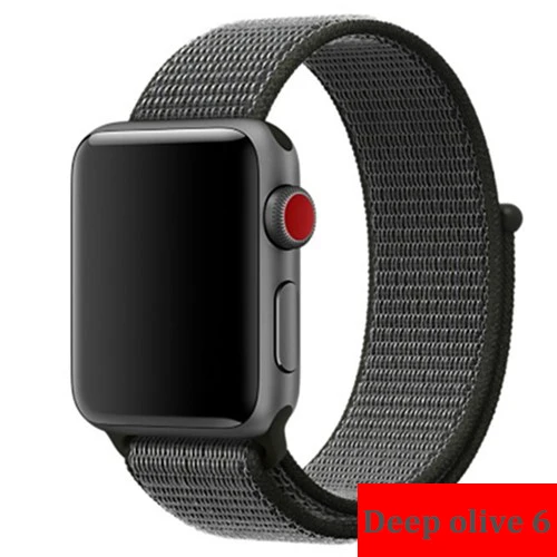 Deep olive Ремешок для apple watch, ремешок 44 мм, 40 мм, тканый нейлоновый ремешок iwatch серии 5, 4, 3, ремешок 42 мм, 38 мм, ремень, аксессуары для apple watch - Цвет ремешка: Deep olive