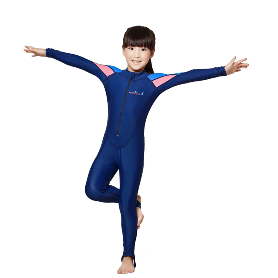 Blue Pink for girl Плавание платье детские мальчики девочки подводное плавание одежда детская Солнцезащитная одежда ребенок гидрокостюме гидрокостюмы - Цвет: Blue Pink for girl