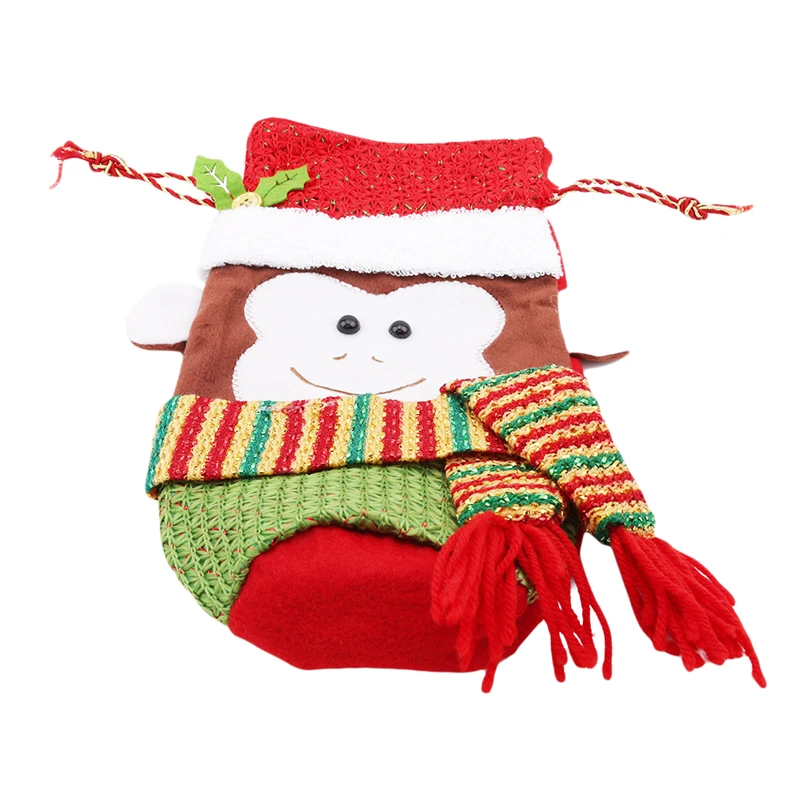 3D Monkey Shape Christmas Wine Bottle Cover Gift Bag Set Champagne Red Wrap Party Supplies | Дом и сад