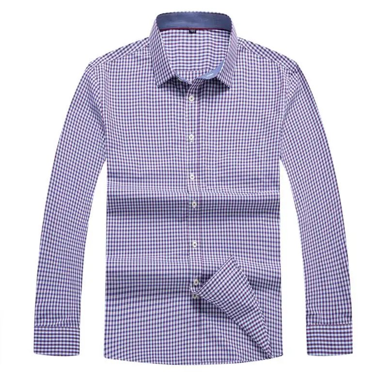 Plus 10XL 8XL 6XL Men's Casual Shirt spring Autumn Full Sleeve Plaid High Quality Social Dress Men Brand Clothing Camisa | Мужская