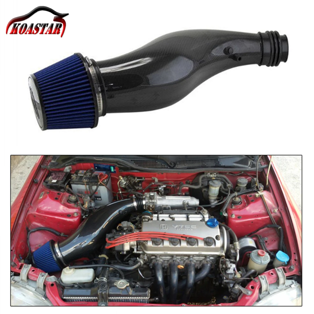 JDM впускной шланг из настоящего углеродного волокна воздухозаборная труба