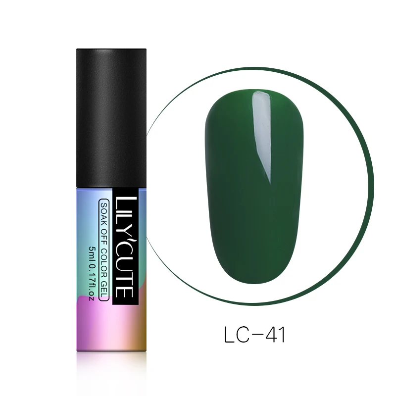 LC-41 LILYCUTE зеленый УФ-гель для ногтей Vernis полуперманентный дизайн ногтей украшение чистый Гель-лак для маникюра дизайн ногтей 5 мл - Цвет: LC-41
