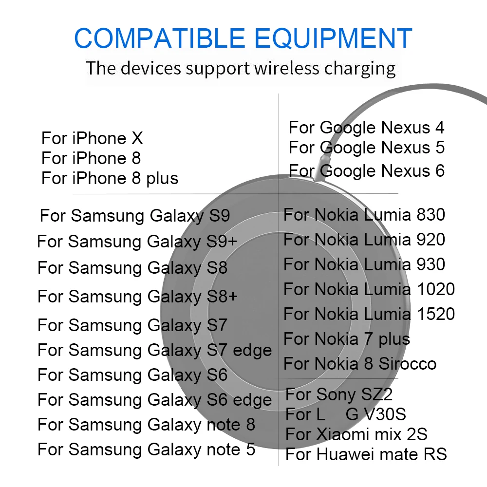 Быстрое беспроводное зарядное устройство Ascromy 10 Вт для Samsung Galaxy S9 Plus S8 Note 8 7 5 iPhone X