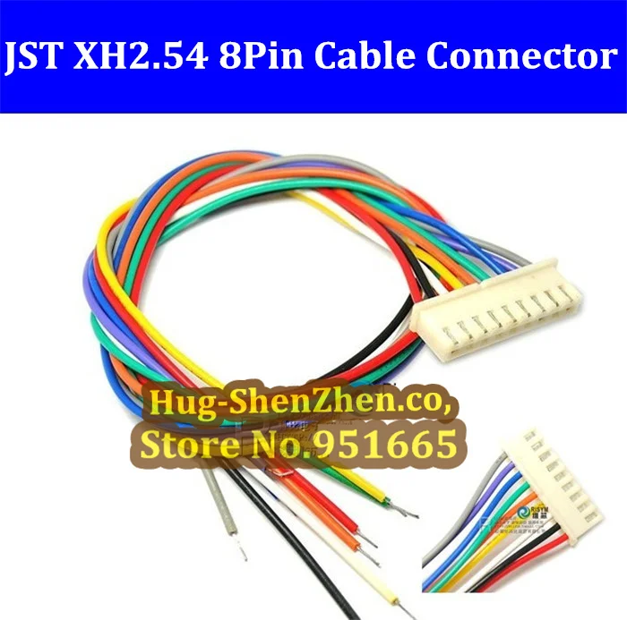 Hot sale 200pcs JST XH2.54 8pin 100mm electronic cable XH single-head wire single head with connector XH2.54 8pin
