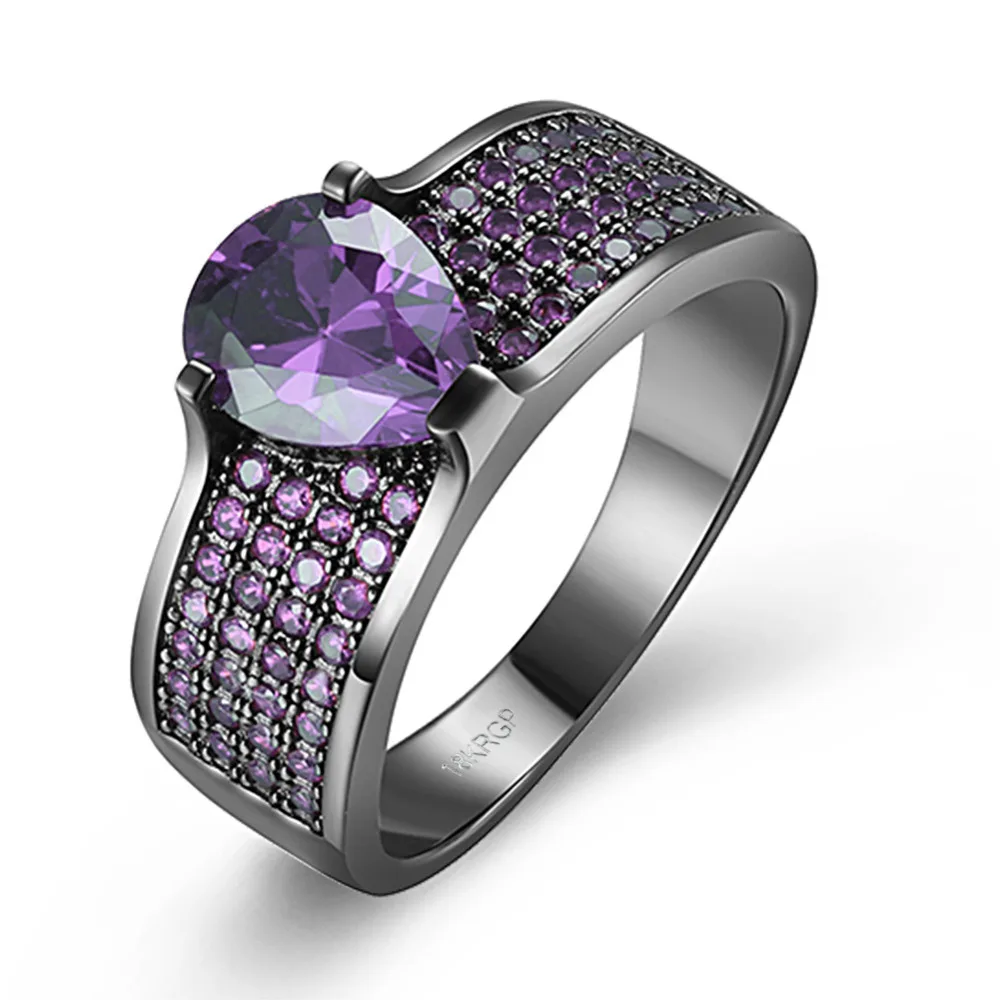 Женское кольцо с черным фианитом в стиле ретро|cubic zirconia ring|women ringszirconia ring |