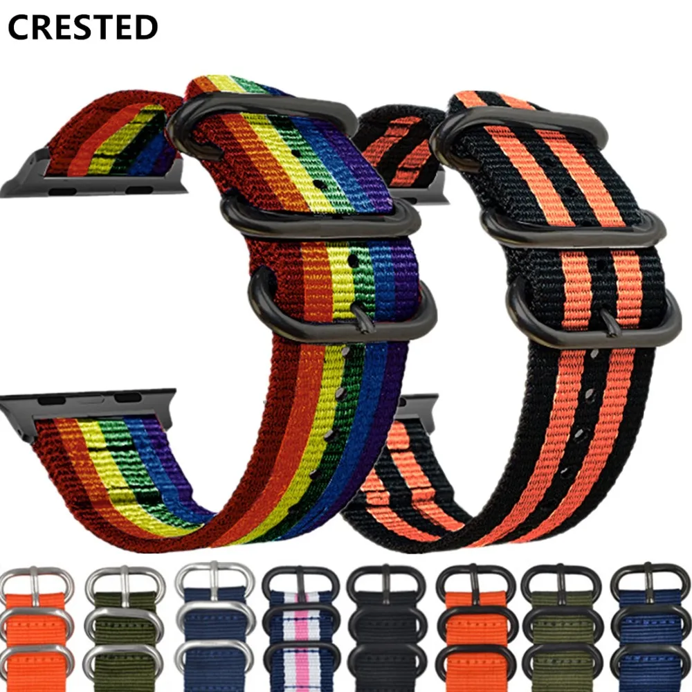 

Nato strap For Apple watch band apple watch 5 3 4 band 44mm 40mm 42mm 38mm iwatch band correa woven nylon Bracelet Watchband