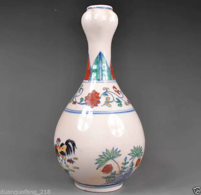 Старый Коллекционные вещи китайский фарфор ручной работы Роспись курица чеснок