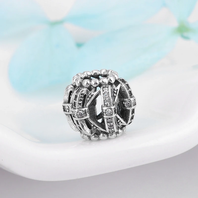 Модные подвески 2018 года из 925-й стерлингового серебра в форме круглого вырезанного банта, подходят для оригинальных браслетов Pandora, для изготовления ювелирных изделий Diy.