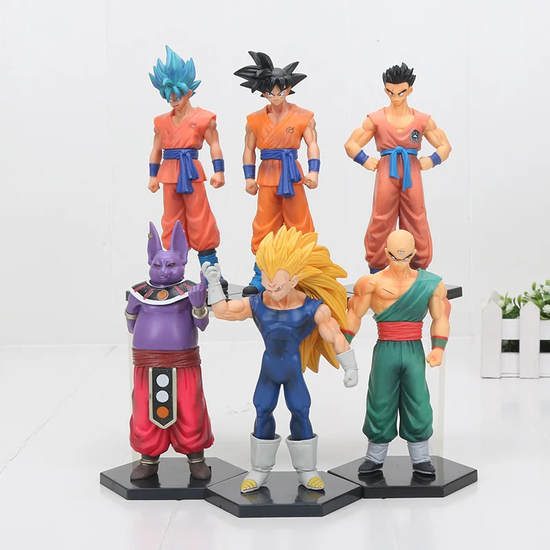 6 шт. 12-15 см Фигурки Dragon Ball Z набор Супер Saiyan Сон Гоку Вегета куллин пикколо, Фриза ячейка ПВХ фигурка модель игрушки куклы