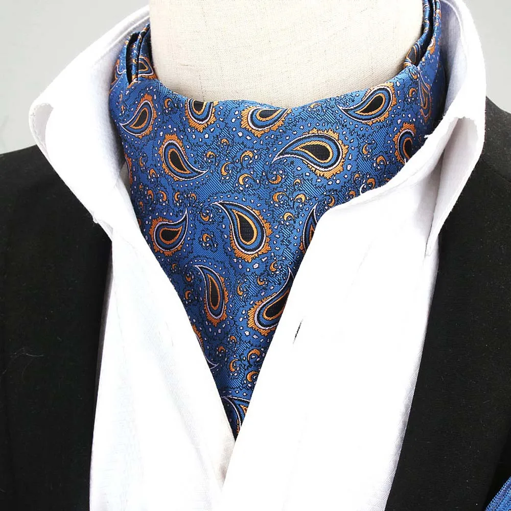Royal Blue Мужские высококачественные шарфы Ascot с узором пейсли, галстуки для мужчин YFTIE0376 - Цвет: Royal Blue