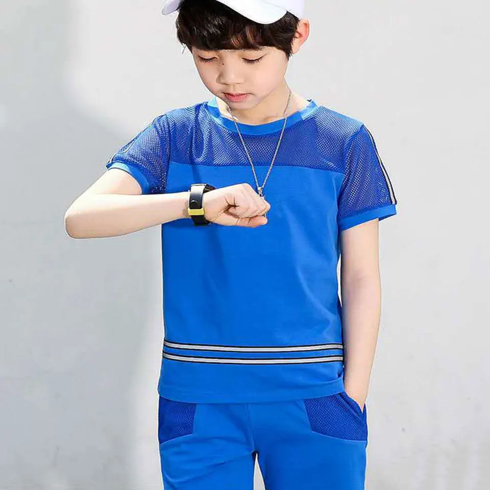 Boy Clothes Summer Children Clothing Sets Fashion For 2 Colors Kids Set T-shirt+Sport Shorts Suits 4 6 8 10 12 Years | Детская одежда и