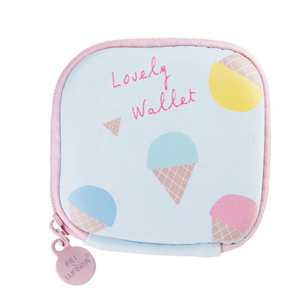 Женский мини кошелек с рисунком мороженого стильное портмоне для монет мягкий