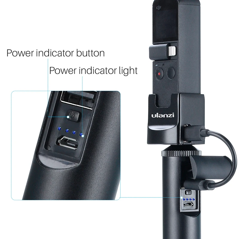 Для DJI OSMO Pocket 5200 мАч 2 в 1 Удлинительный полюс Внешний Аккумулятор ручка для Gopro Hero 7 6 5 eken Sjcam Vlog Stick Grip