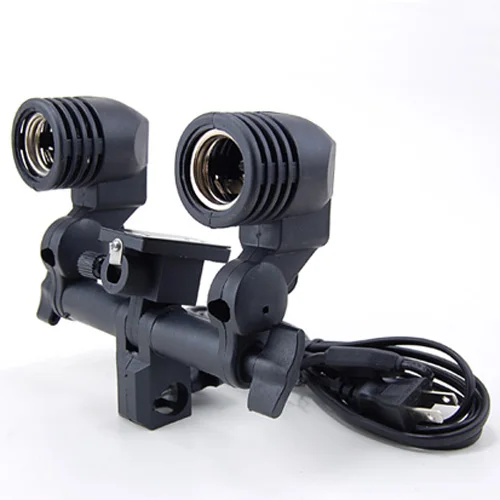 Двойной держатель лампы E27 розетка вспышка зонтик Кронштейн Студия непрерывное