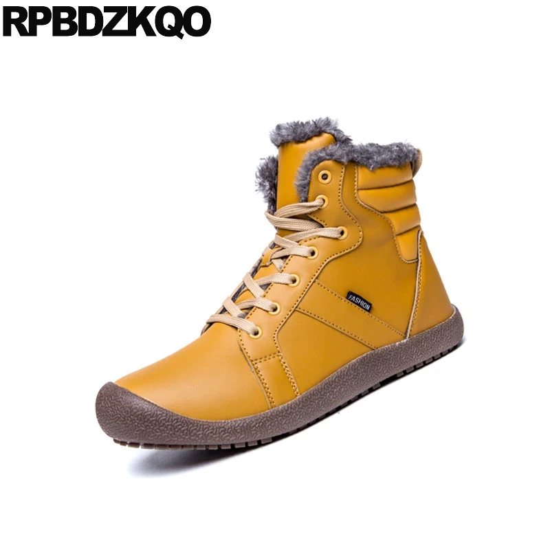 Желтый 2021 Челси удобные размера плюс мужские зимние сапоги теплые слипоны