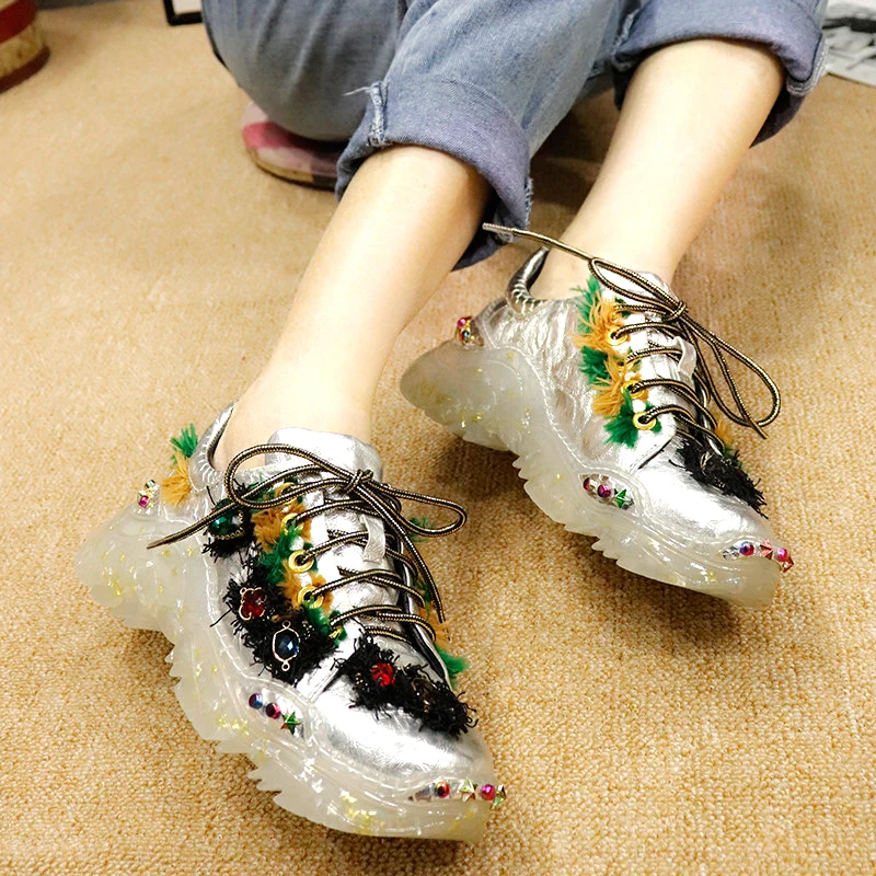 GCYFWJ/2019 г. весенние кожаные кроссовки женская повседневная обувь со стразами и