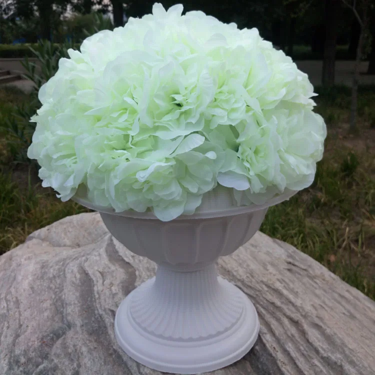 white Flower and pot Европейский Стиль выдалбливают искусственные римские колонны Пластиковые Столбы дорога цитируется Свадебные реквизиты события украшения цветок шар 2 шт - Цвет: white Flower and pot