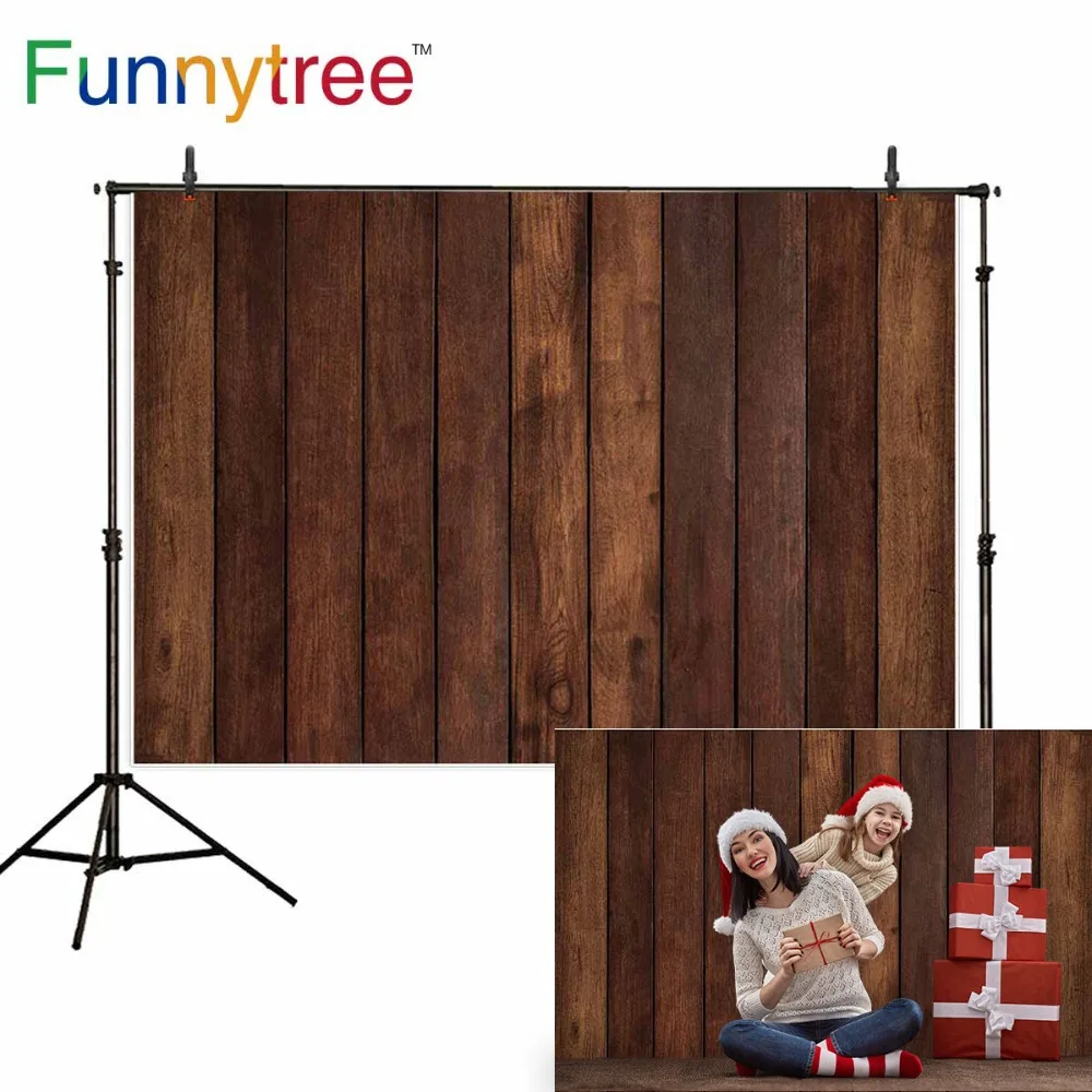 Фон для фотосъемки Funnytree коричневый белый деревянный маленький размер Виниловый