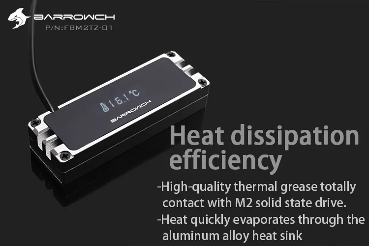 Barrowch FBM2TZ-01, M.2 твердотельный накопитель цифровой дисплей комплект охлаждения, для 2280/22110 спецификации M2 Тип SSD