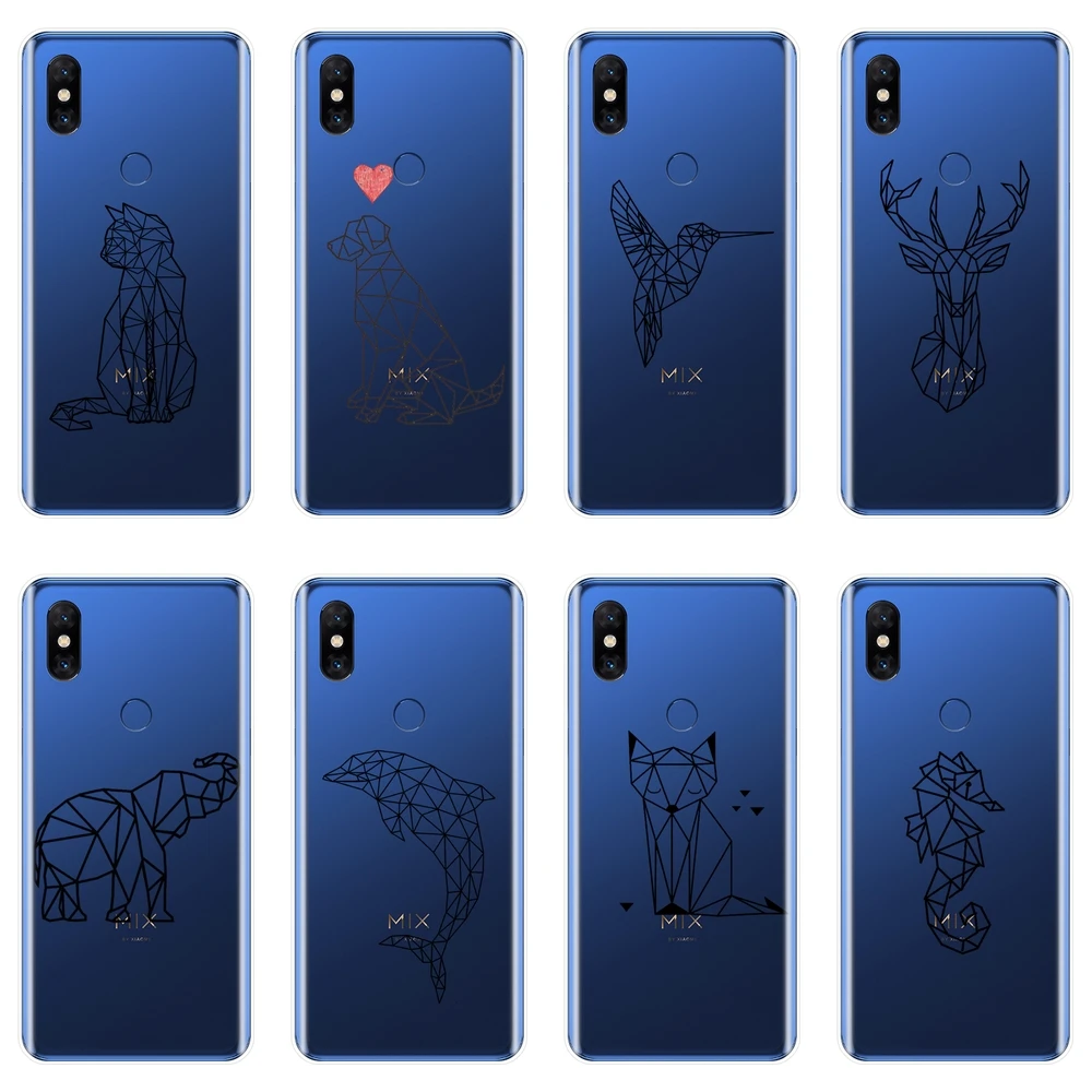Задняя крышка для Xiaomi Mi Max Note 1 2 3 кошка собака лиса слон олень черный силиконовый