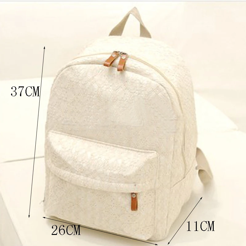 2018 модный однотонный белый черный кружевной женский холщовый рюкзак сумка с