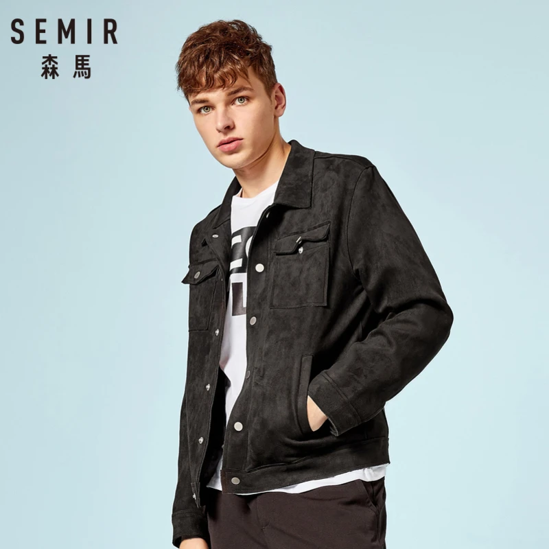 SEMIR Мужская замшевая куртка с вышивкой и воротником мужская на пуговицах