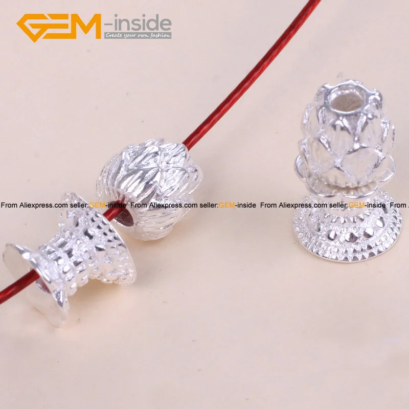 Бусины из тибетского серебра с желтым золотом для изготовления ювелирных