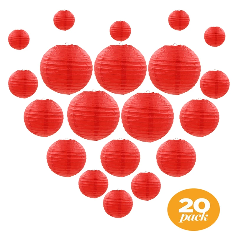 

20 Pcs/set 6"-12" Red Chinese Paper lampion Lanterns Assorted Sizes Wedding Party Home Outdoor Hanging Decor lanterne lantaarn