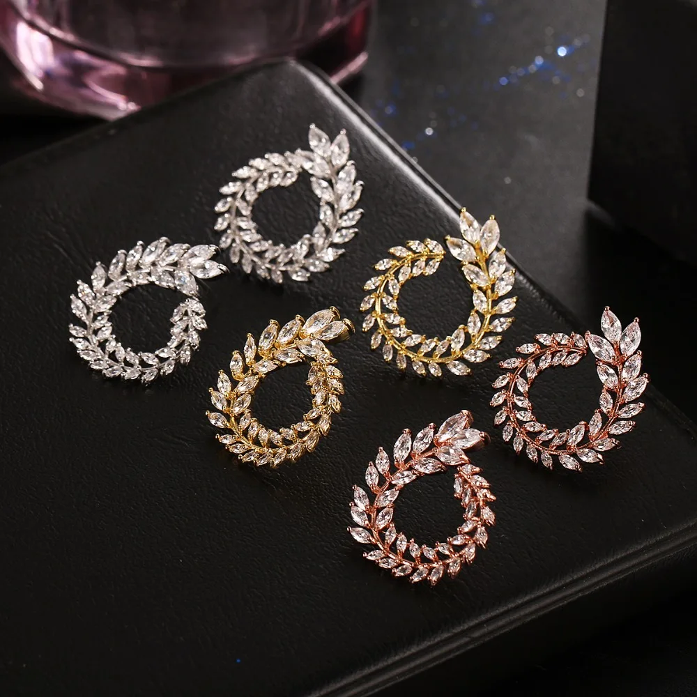 

GMGYQ Rose Gold Color Geometric Cubic Zirconia Earrings Oorbellen Voor Vrouwen Gifts For Women Accessories Fashion Jewelry