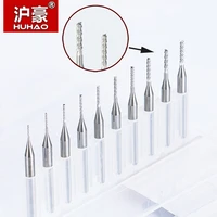 huhao 10pcslot 3 175mm carbide tungsten corn cutter cutting pcb milling bits end mill cnc router bits 0 6mm to 3 175mm