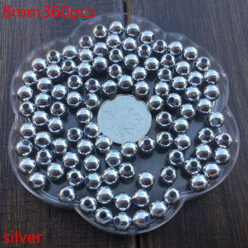 8mm180pcs 50 грамм 4 6 8 до 10 мм Золотые/серебряные ювелирные изделия имитация жемчуга интервальные шарики ювелирные изделия DIY ожерелье браслет - Цвет: 8mm180pcs