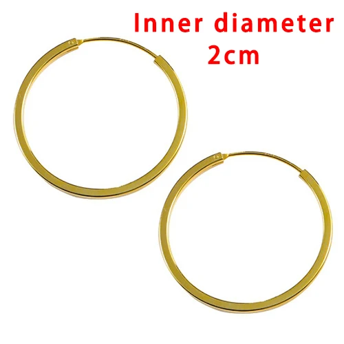 Gold 2cm 5 размеров, 925 пробы серебряные Модные Простые большие маленькие серьги-кольца, хорошее ювелирное изделие для женщин - Цвет камня: Gold 2cm