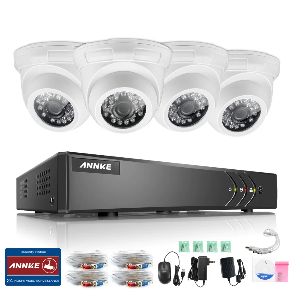ANNKE HD 4CH CCTV комплект системы 720P DVR 4PCS 1200TVL ИК на открытом воздухе камера 4 каналы