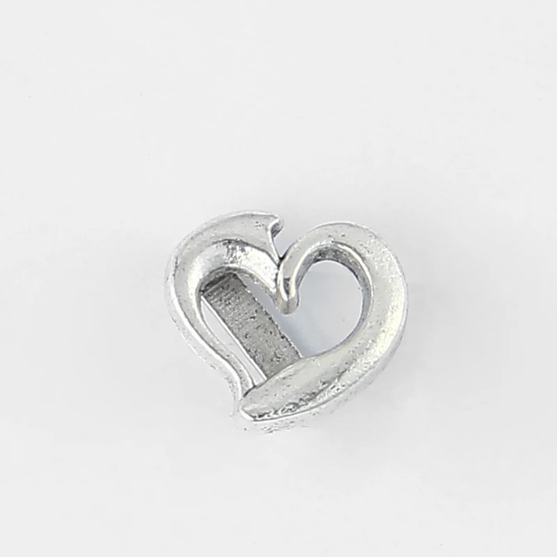 10pcs Hollow Heart Slider Spacer For Flat Leather Cord Bracelet Necklace Making DIY Fashion Jewelry Findings | Украшения и